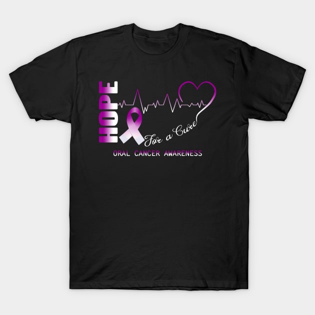 Hope For A Cure Oral Cancer Awareness Support Oral Cancer Warrior Gifts T-Shirt by ThePassion99